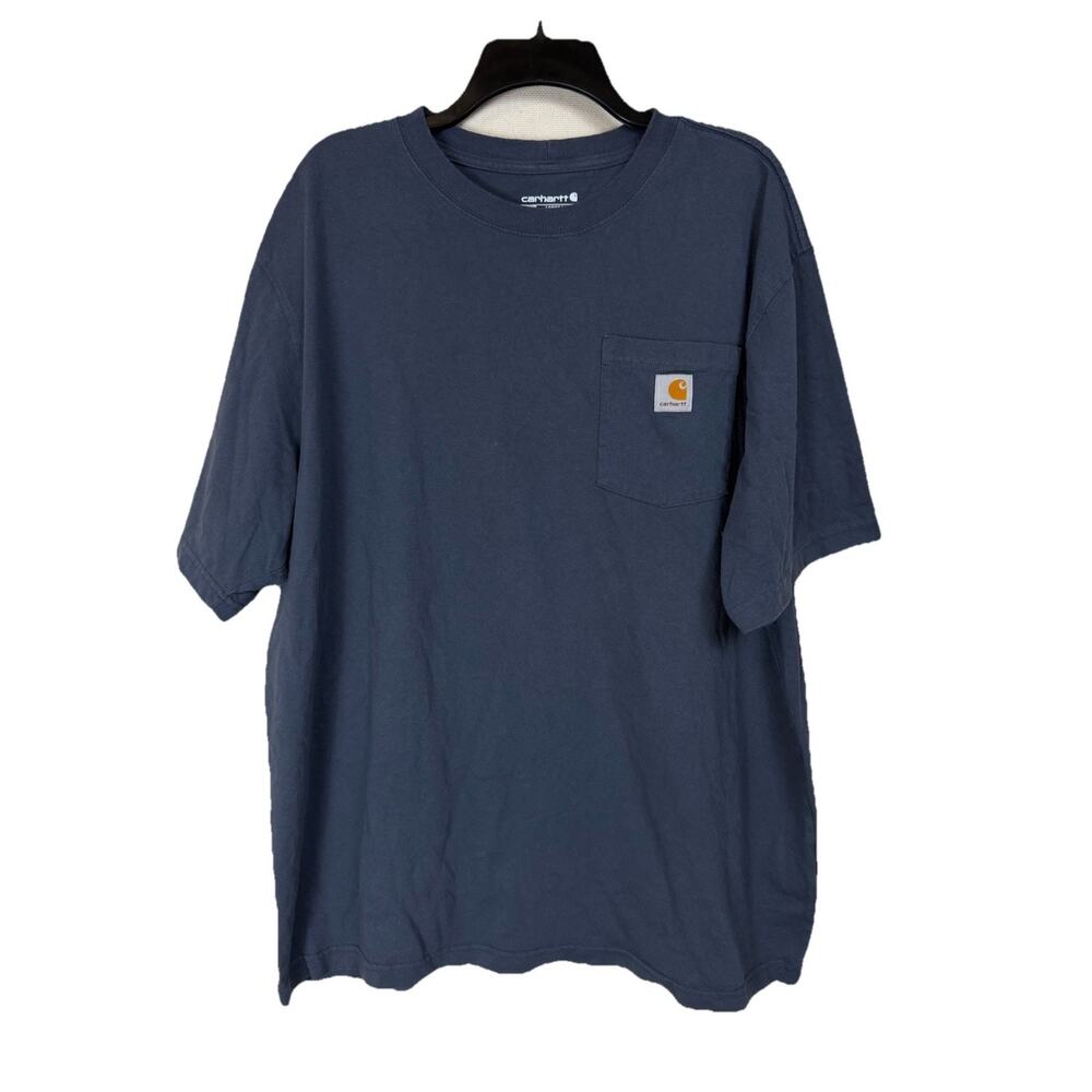 CARHARTT Shirt Mens XL K87 Loose‎ Fit Heavyweight Short Sleeve Pocket Tee Blue
